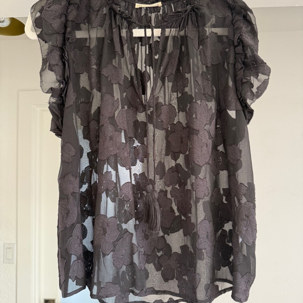 Ulla Johnson Black Floral Blouse